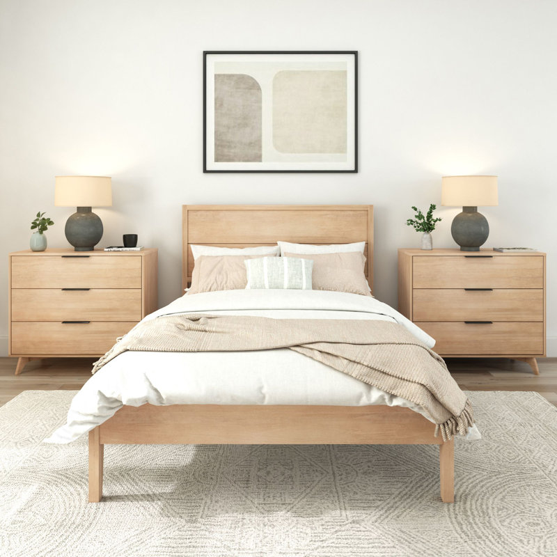 Lauritzen Solid Wood Panel Bed, Blonde, Full / Double