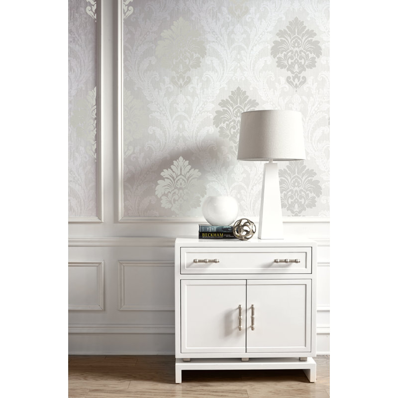 Ryker 10.05m x 53cm Wallpaper Roll, White/Silver