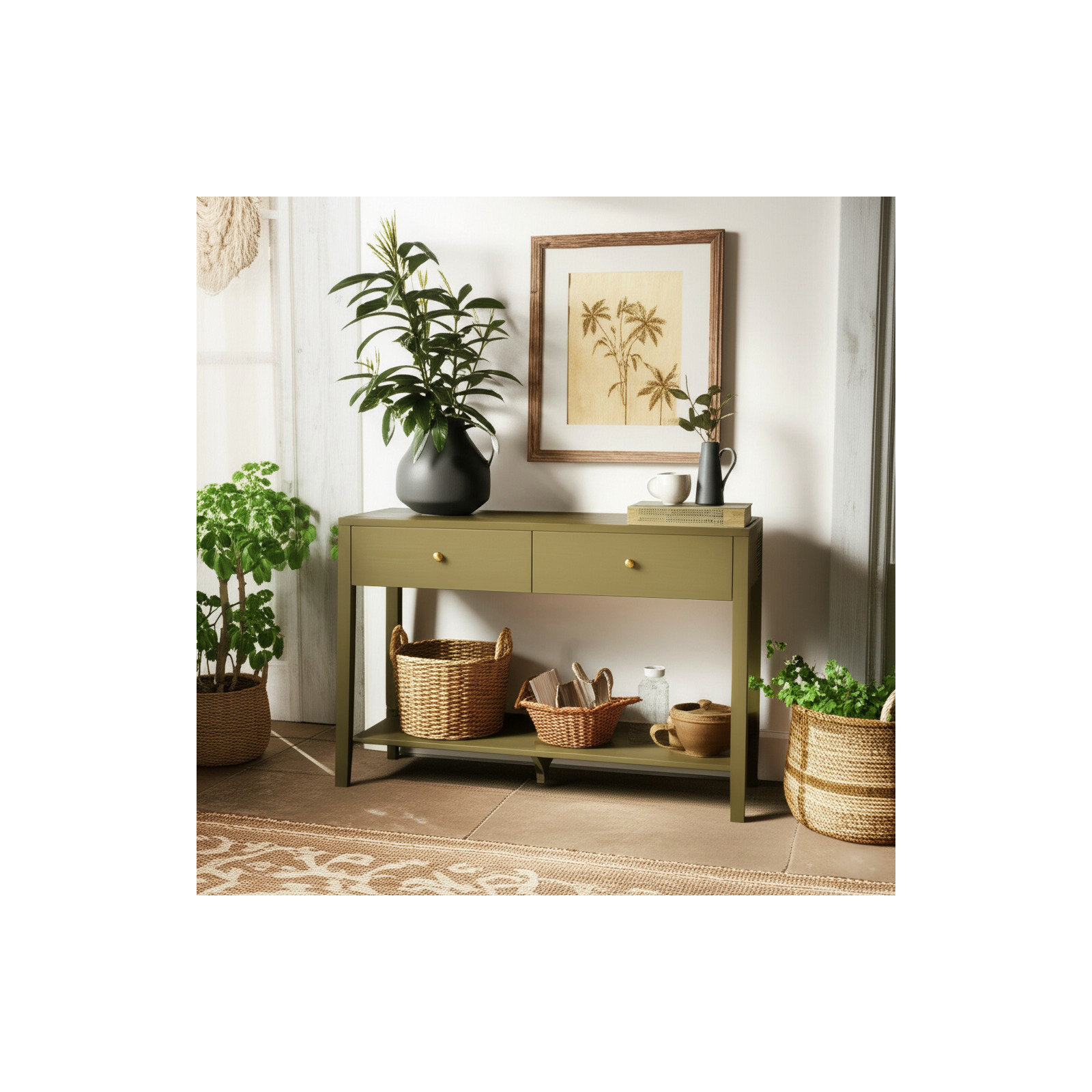 Gracie Console Table, Olive Green
