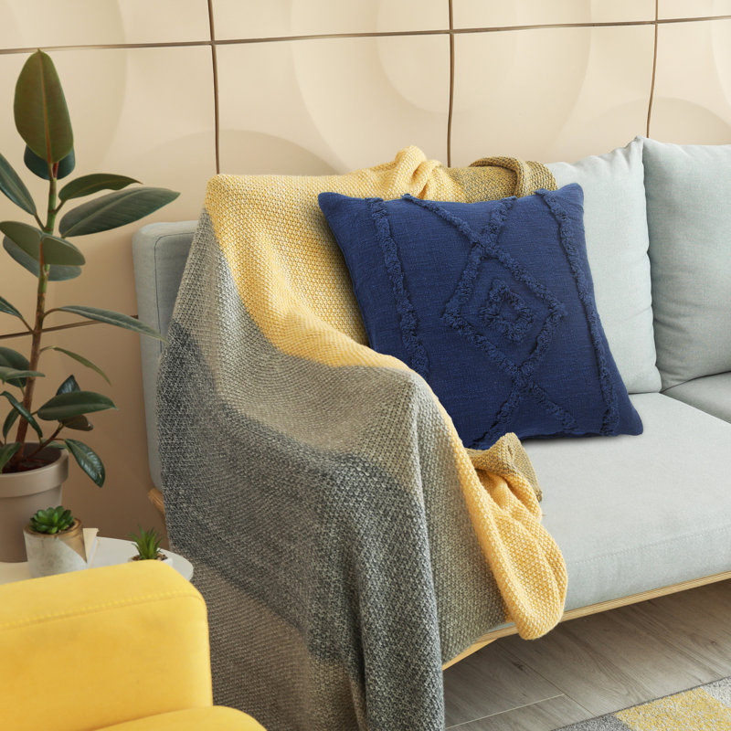 Housse de coussin en coton de couleur unie, Housse de coussin seulement - sans coussin