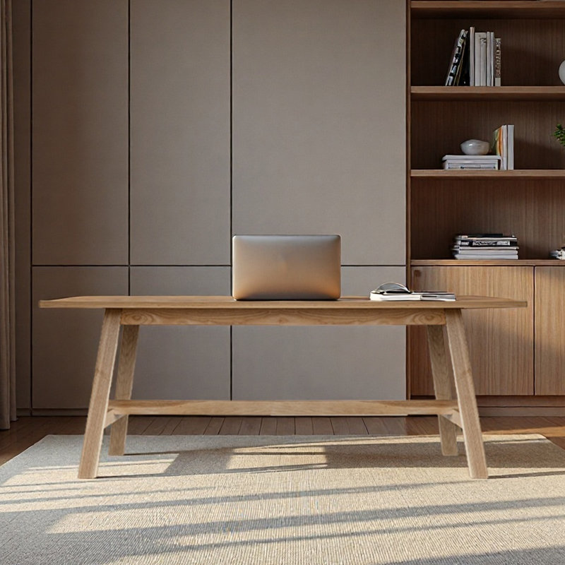 Bureau rectangulaire en bois de frêne blanc massif, H 29,53 po x l 70,87 po x P 31,5 po