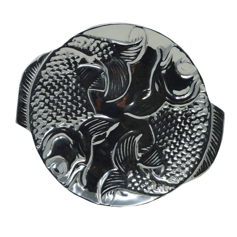 Pewter Decorated Fish Plate