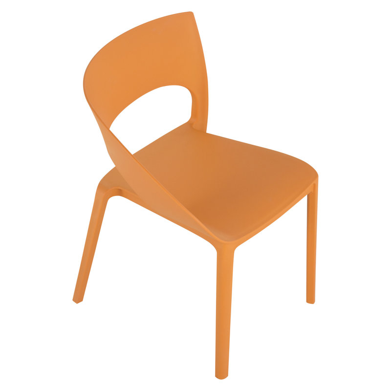 Orange Polypropylene Single - Side Chairs   Of 4  With All Weather Durability, Ergonomic Design For Long Sitting, Space Saving Stackable Feature Tropical Living Rooms And Patios, Assembly