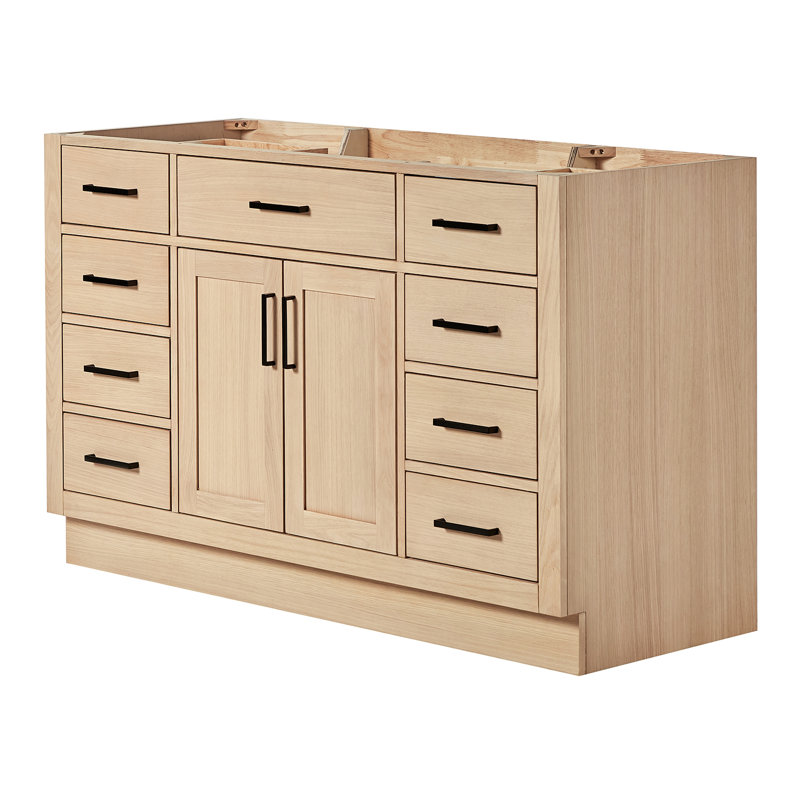 Osoria 54'' Solid Wood Single Bathroom Vanity Base Only, Base Cabinet without Top, Natural Oak