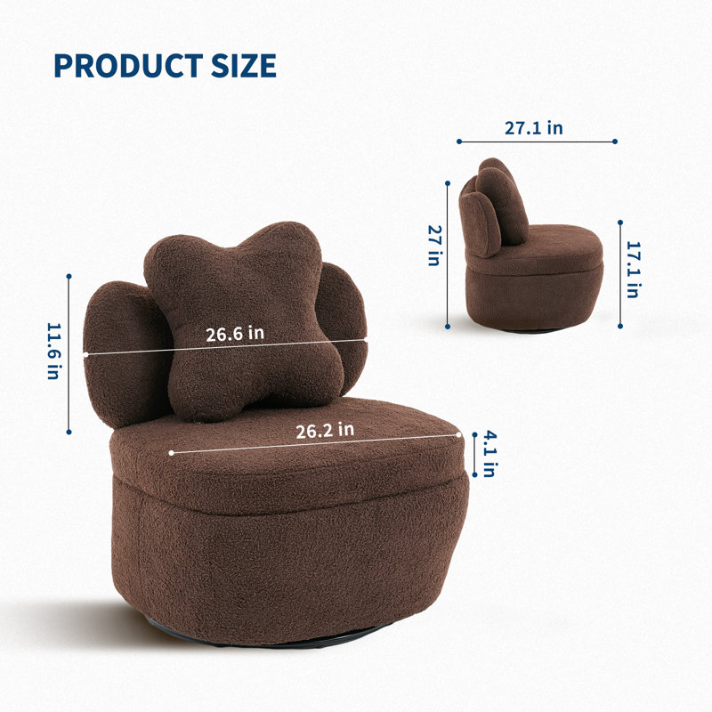 Upholstered Teddy Swivel Accent Chair, Tan