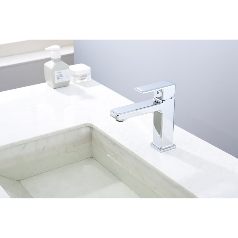 Robinet de meuble-lavabo moderne en zinc - 1 trou, tuyau de 600 mm, robinet de buanderie à trou unique à ajustement facile de la température 1,5 / gallon par minute, installation sur le comptoir