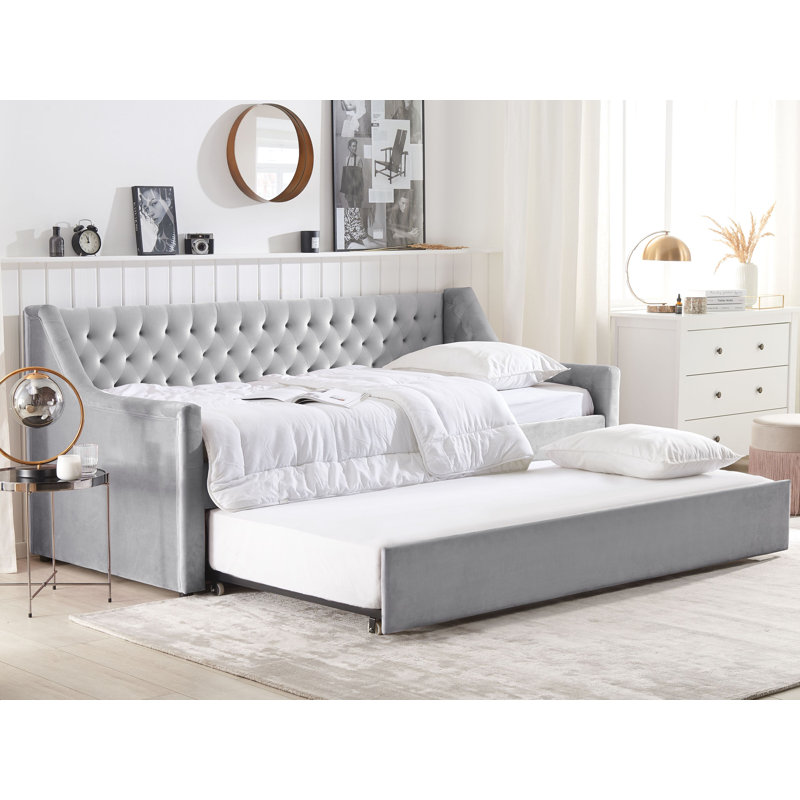 Nicolas Upholstered EU Single - 90 X 200 Cm with Trundle, Grey 