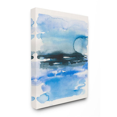 " Abstract Sea Scape With Shades Of Blue Watercolor " by Victoria Barnes