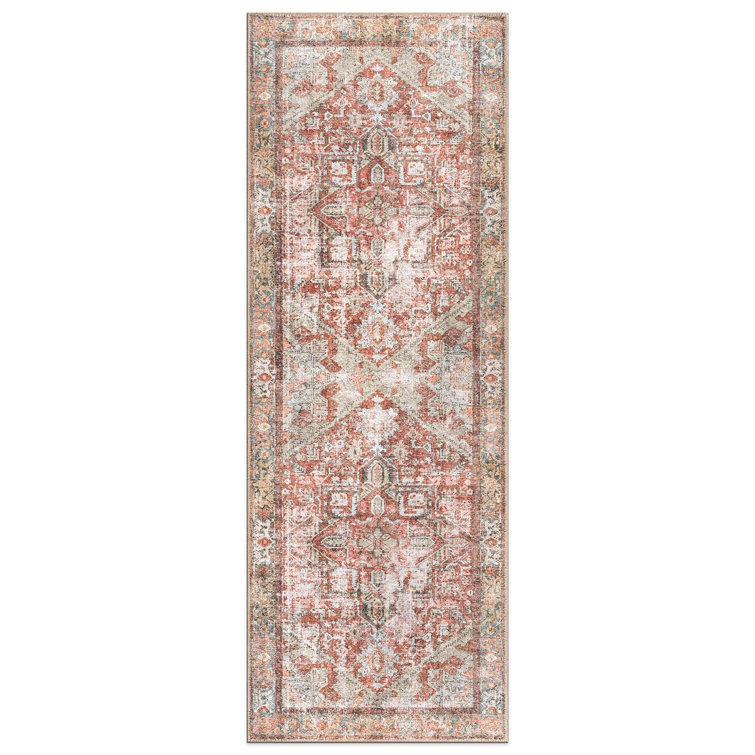 Vintage Boho Medallion Machine Washable Non Slip Area Rug
