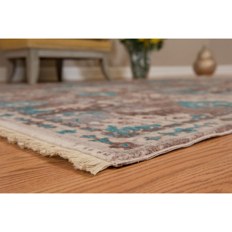 Tapis gris tissé à la machine Efaz, Rectangle 1 pi 10 po x 2 pi 9 po
