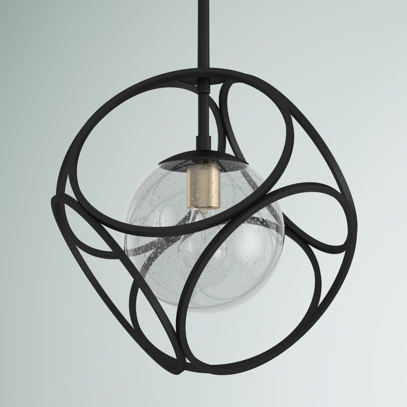 Luminaire suspendu géométrique unique à 1 lumière Anita, Laiton rétro