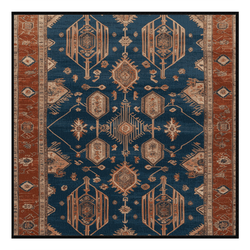 Machine Washable Art Deco Brown Area Rug, Square 5'