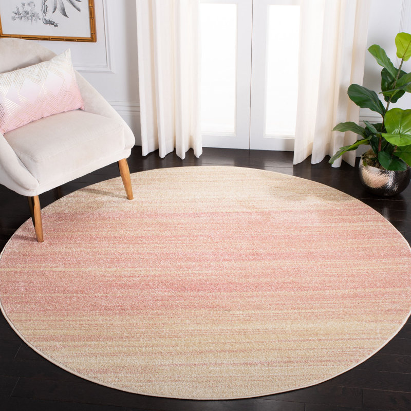 Tapis rose / ivoire Teagan, Rond 8 pi