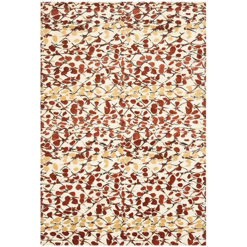 Tapis rouge / beige en laine et soie noué à la main Coreatha Martha Stewart, Rectangle 9 pi x 12 pi