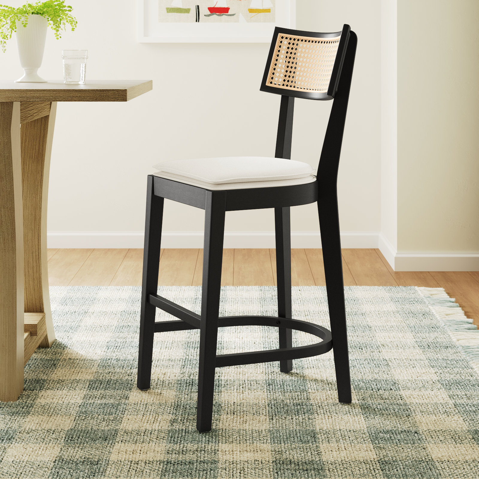 Tarrington Bar Stool, Counter Stool (26.6" Seat Height), Natural/Black