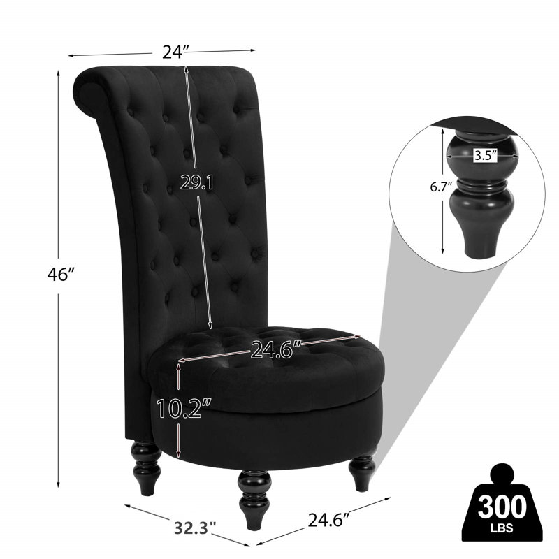 Annigje Velvet Side Chair, Black Velvet
