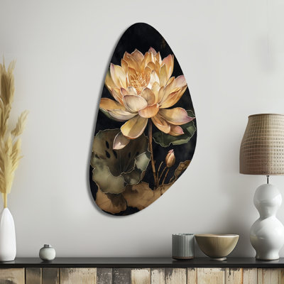 Hoschton - Floral Lotus Fall Shape Assymterical Metal Wall Art