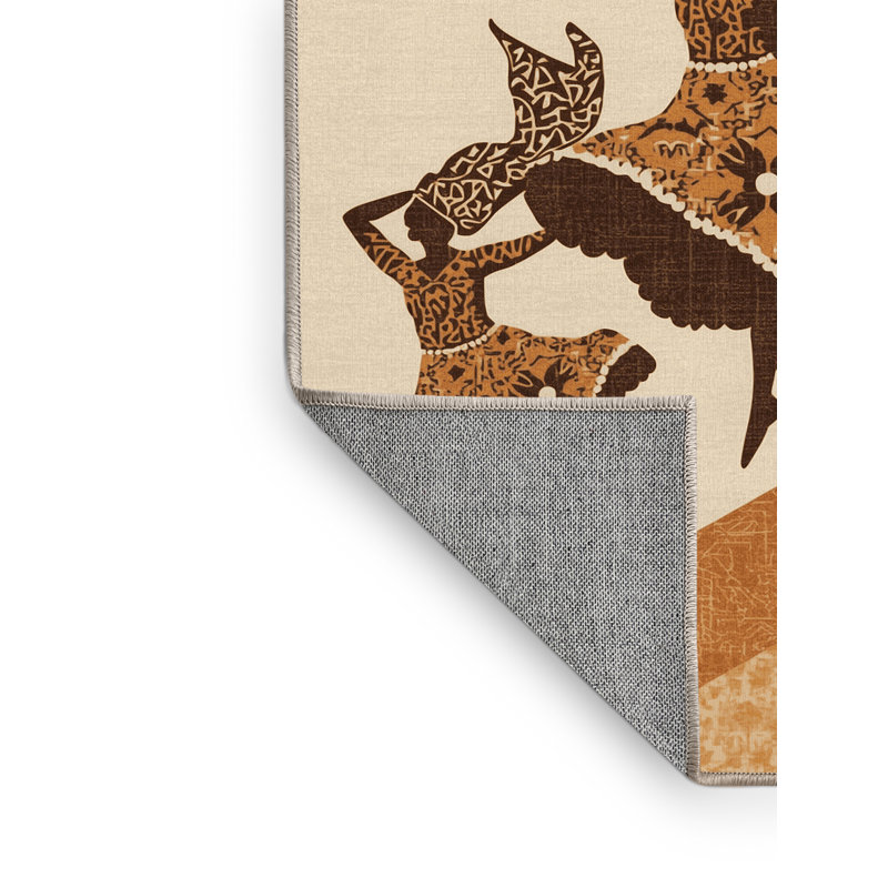 Tapis marocain d'inspiration mondiale Oweda Carnival Dancers - beige, 7 x 10