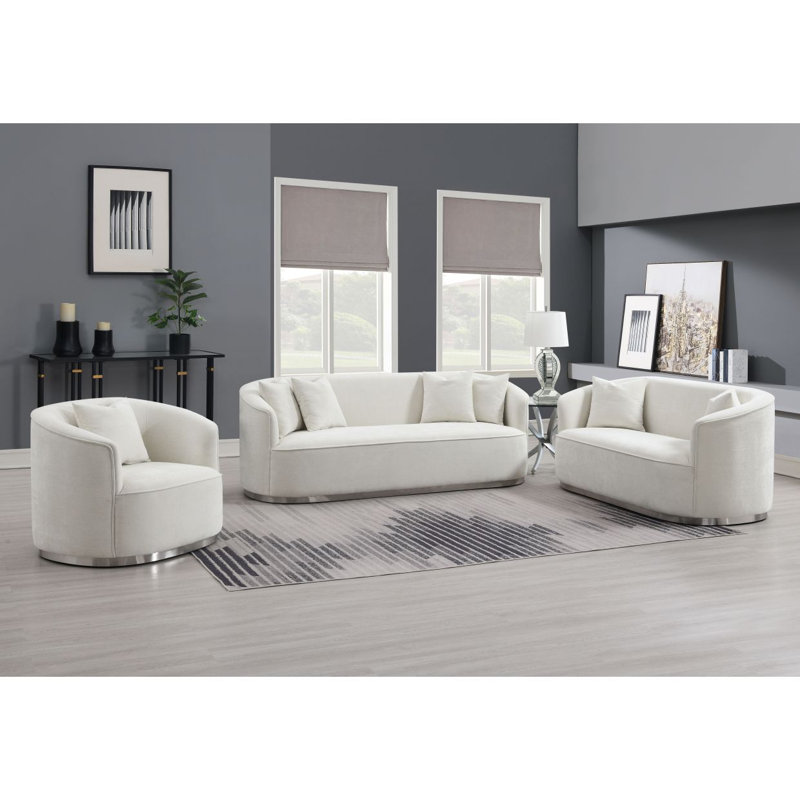 Causeuse Modern Modern avec deux coussins, chenille
