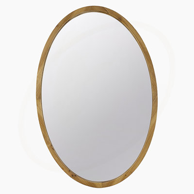 24" X 36" Oval Wall Mirror With Wood Frame, Farmhouse Wood Mirror For Bathroom Entryway Console Lean Against Wall