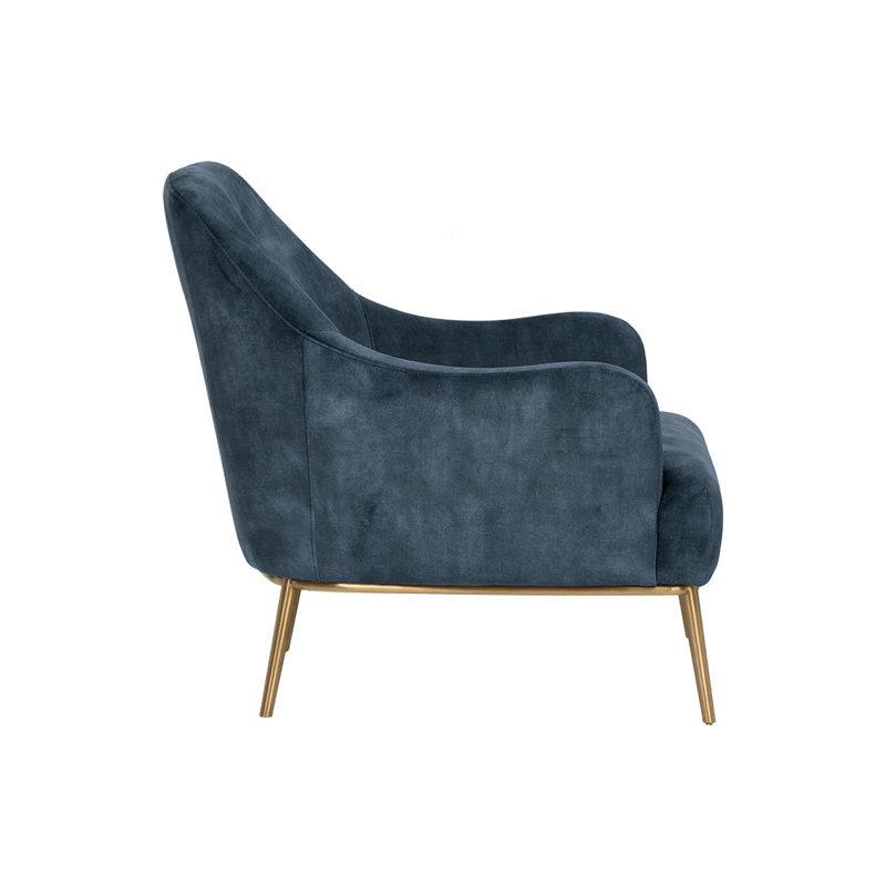 Cameron Lounge Chair, Blue Polyester