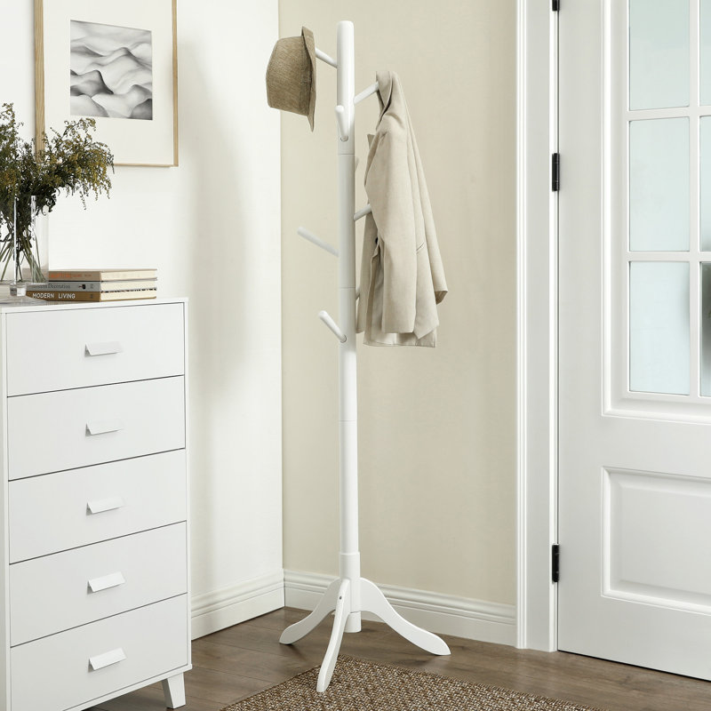Shallon Solid Wood Freestanding 8 - Hook Coat Stand