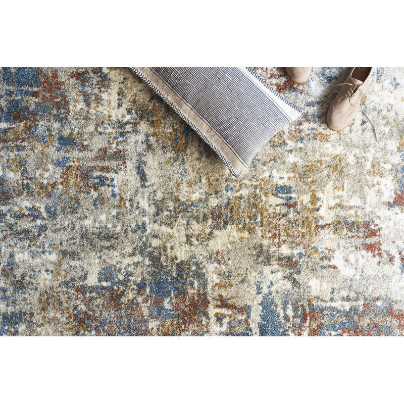 Tapis abstrait bleu / brun Gilchrist, Rectangle 12 pi x 15 pi