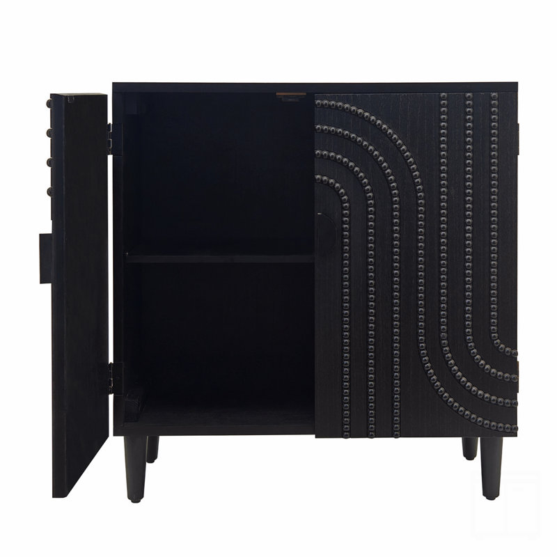 Armoire de rangement moderne en bois noir avec porte décorative, buffet 30 po