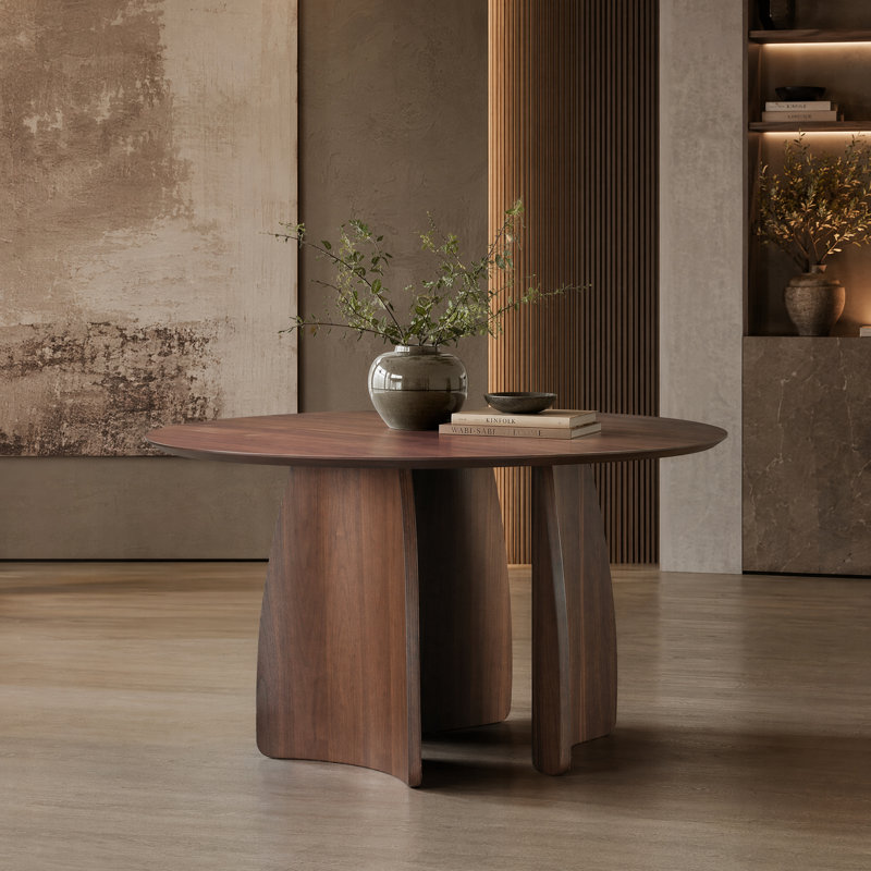54" Round Pedestal Dining Table, Walnut