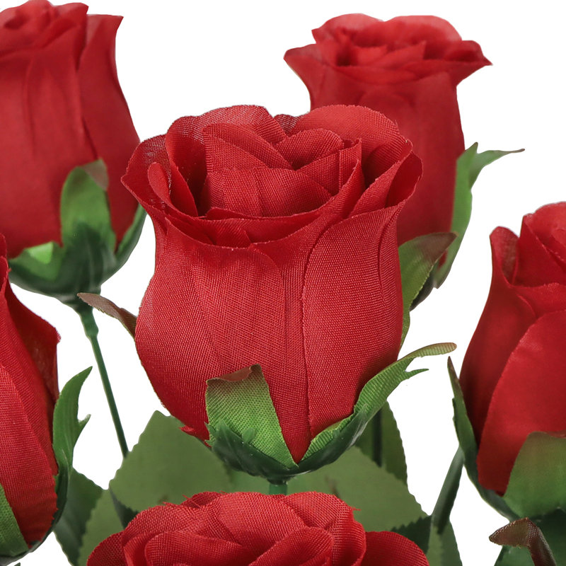 Artificial Rose Bud Flower Bush, Red