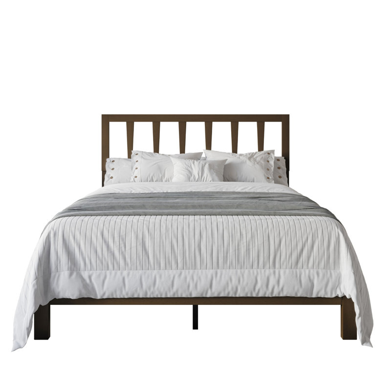 Morsly Solid Wood Platform Bed, Twin, Brown
