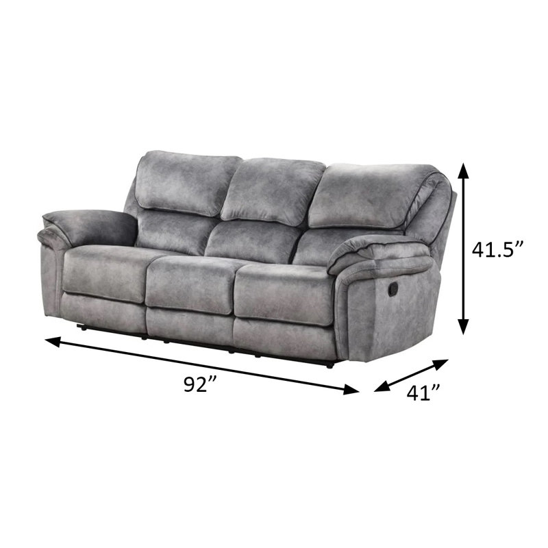 92" W Transitional Sofa, Gray