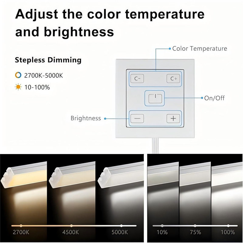 Ensemble d'éclairage sous l'armoire 6 lumières VST - Interrupteur tactile, sans soudure raccordable sans soudure, à intensité variable pour placards de cuisine