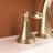 2 Handle Bathroom Faucet In Golden Color - 3 Hole With Pop Up Drain And Water Supply Lines Scratch- For Basins Widespread Crafted From Robust Brass Stainless Steel Use-121627026