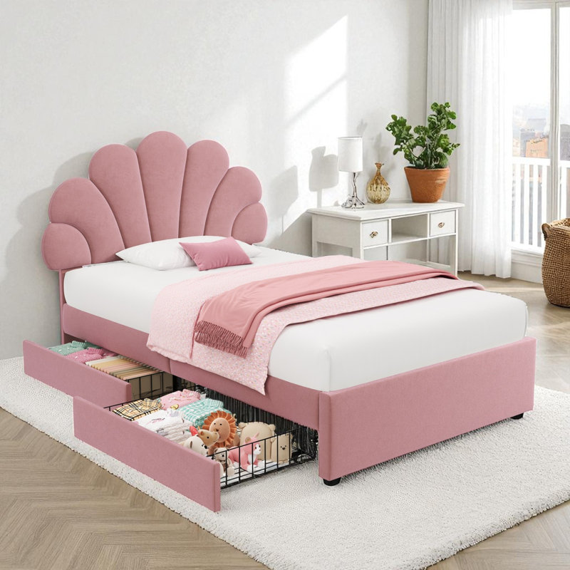 Upholstered Storage Bed, Pink