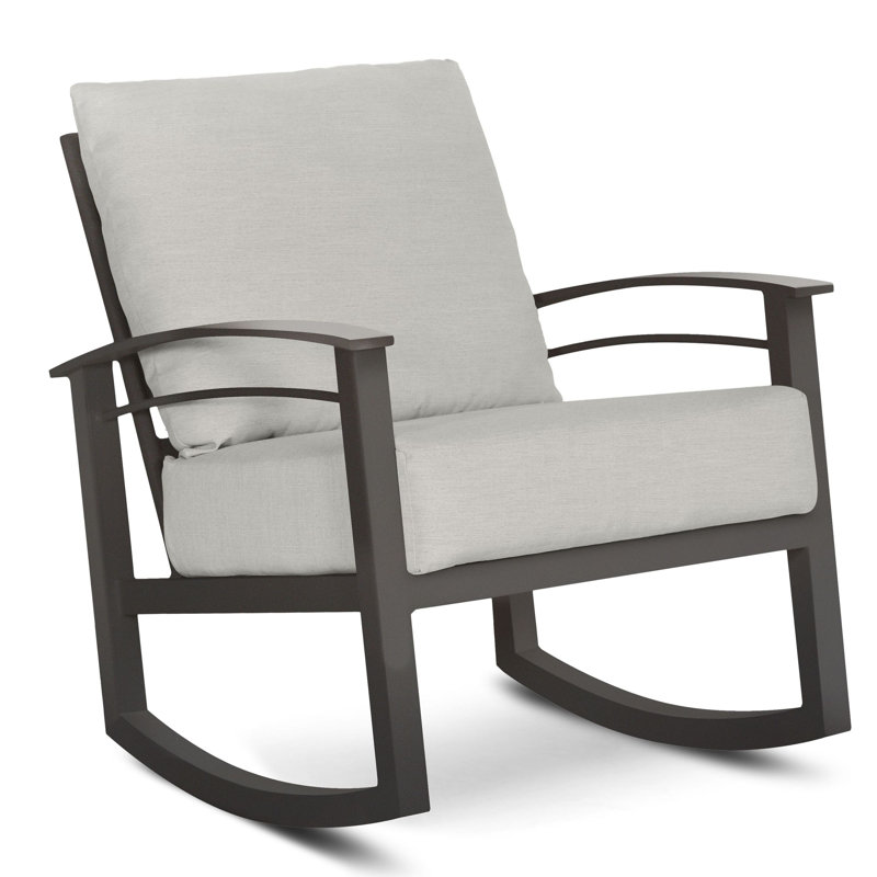 Outdoor Rocker Chair, Weathered Teak, Light Gray