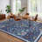 Vintage Floral Area Rug, Non-Slip Washable Low-Pile Botanical Print Stain Resistant Foldable Carpet for Living Room, Bedroom, Kitchen, Hallway-500408758-500408757