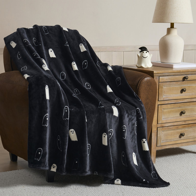 Hallmark Multicolor Boney Boo 50" x 70" Plush Halloween Throw Blanket