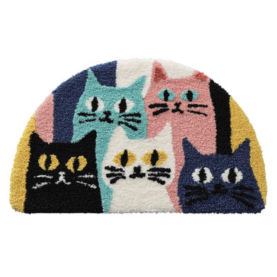 Cute Cat Bathroom Rugs, Soft Absorbent Microfiber Bath Mats, 20"x32"，Ultra Plush with Non Slip Rubber Backing, Machine Washable, Quick Dry Floor Mat for Shower Sink Bathtub Kid’s Room Decor