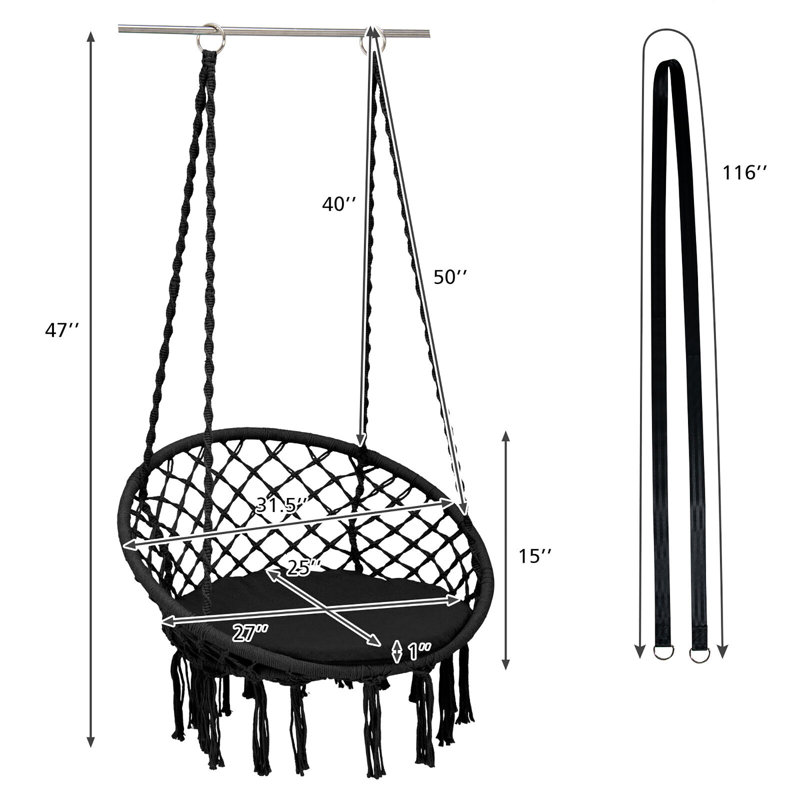 Chaise hamac Jeileen, Noir