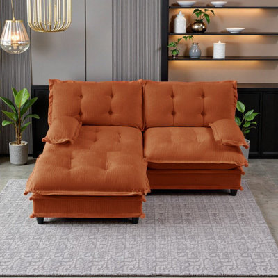 77" Modular Cloud Sectional Sofa With Ottoman, Deep Seat Chenille Upholstered Flexible Design