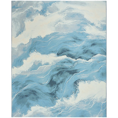 Nourison Color Splash 4' x 6' Ivory Blue Coastal, Nautical & Beach Rug