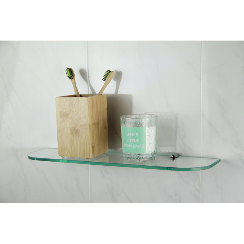 Fanni Glass Floating Shelf with Adjustable Shelves, 0.6cm H x 40cm W x 10cm D, Clear