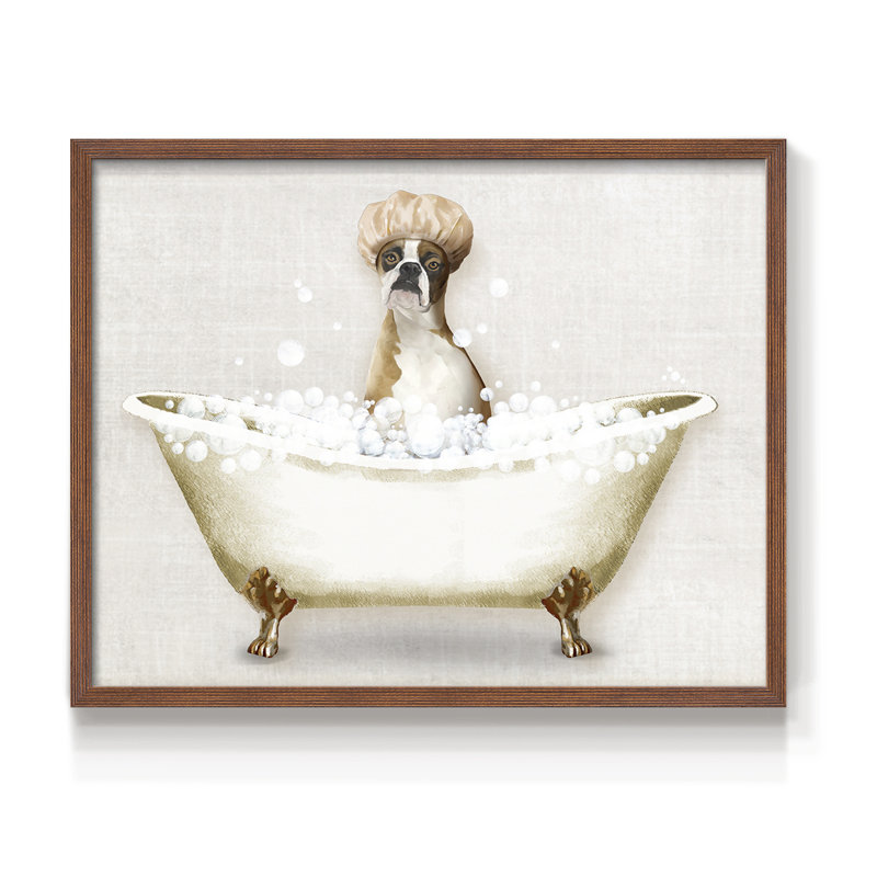 «Bath Dogs I», reproduction encadrée, Noyer, H 22 po x l 28 po