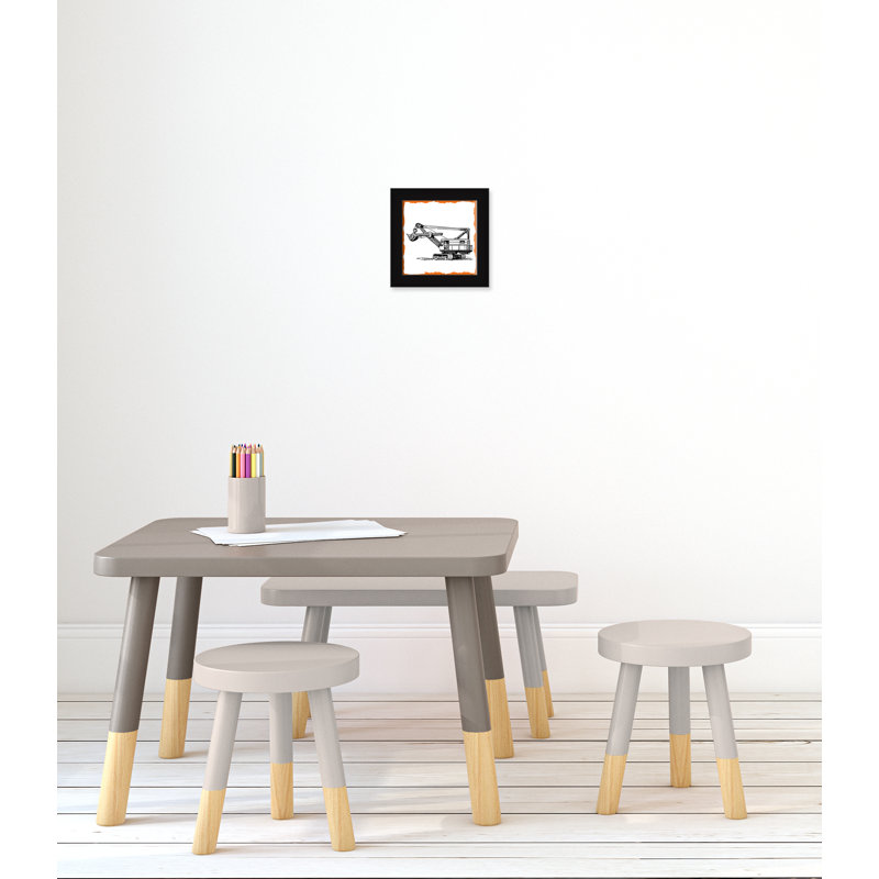 Avertissement 3 enfants, impression sur papier, H 10 po x l 10 po x P 0,63 po, Cadre noir