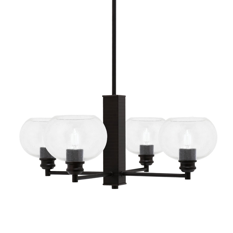 Lustre à 4 lumières Edge avec verre à bulles transparent 7 po, Espresso