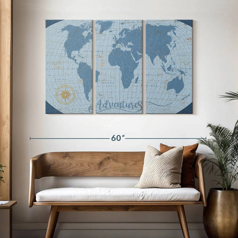 Senne Adventures World Map, 32" H x 50" W