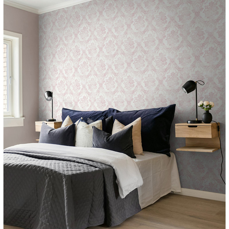 Papier peint Seabrook Designs Chateau, Rose pétale métallique