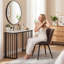 Chaise d'appoint rembourrée en similicuir avec structure en métal-1546850815