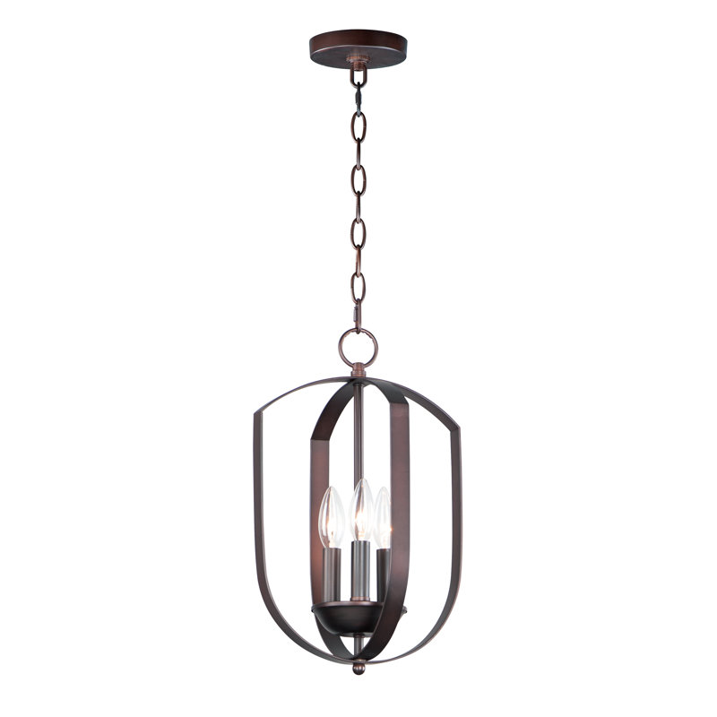 Lustre géométrique unique à 3 lumières Albano, Bronze huilé